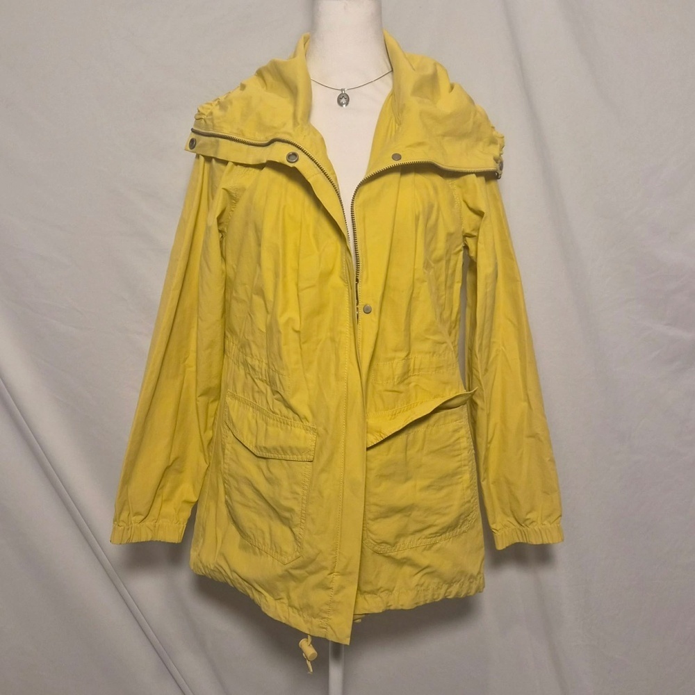 Eileen Fisher Weather Resistant Cotton Nylon Campcore Granola Yellow Rain Coat S - Picture 2 of 16
